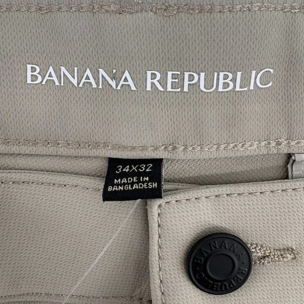 Banana Republic Mens Performance Pants 34x32 London Fog Beige NWT 1557516